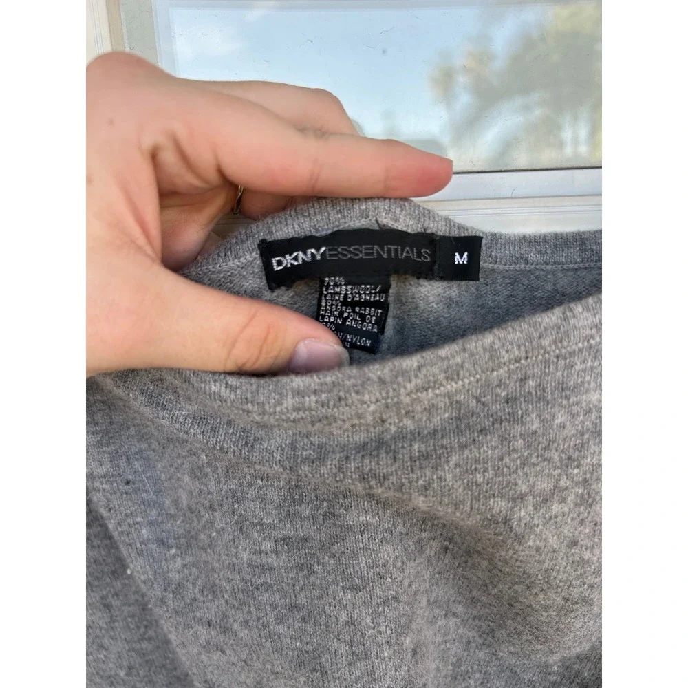 DKNY Essentials Gray Lambswool Angora Knit Camisole Spaghetti Tank  M Minimal